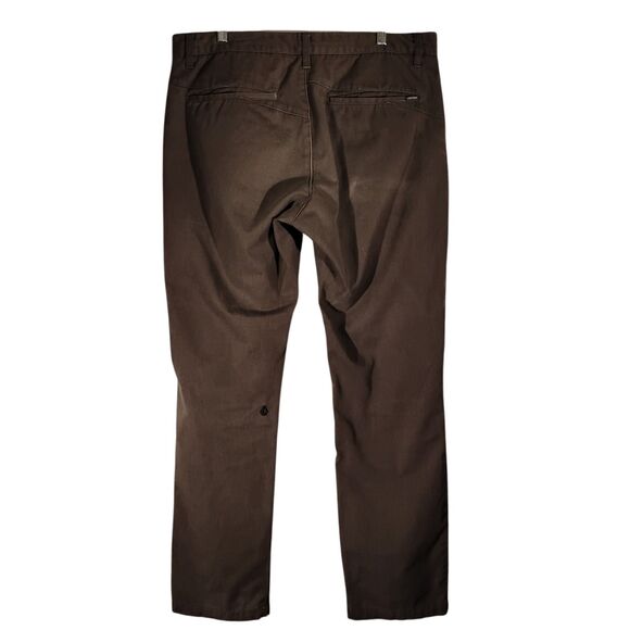 Volcom pants mens 36x32 brown straight leg chino twill skate surf flat front - Picture 2 of 13